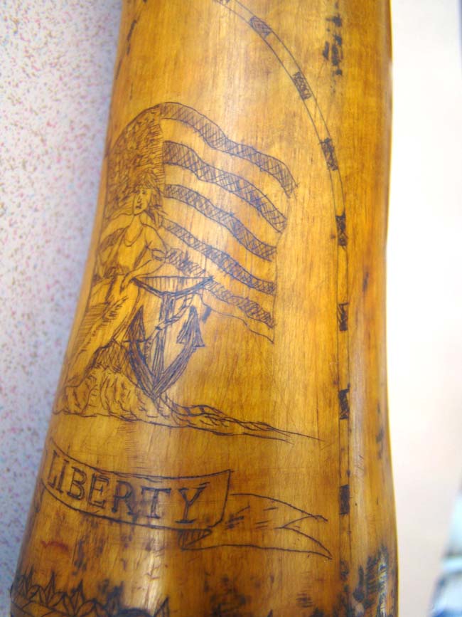 A fabulous 19th century 'Whalers'' powder horn circa 1850